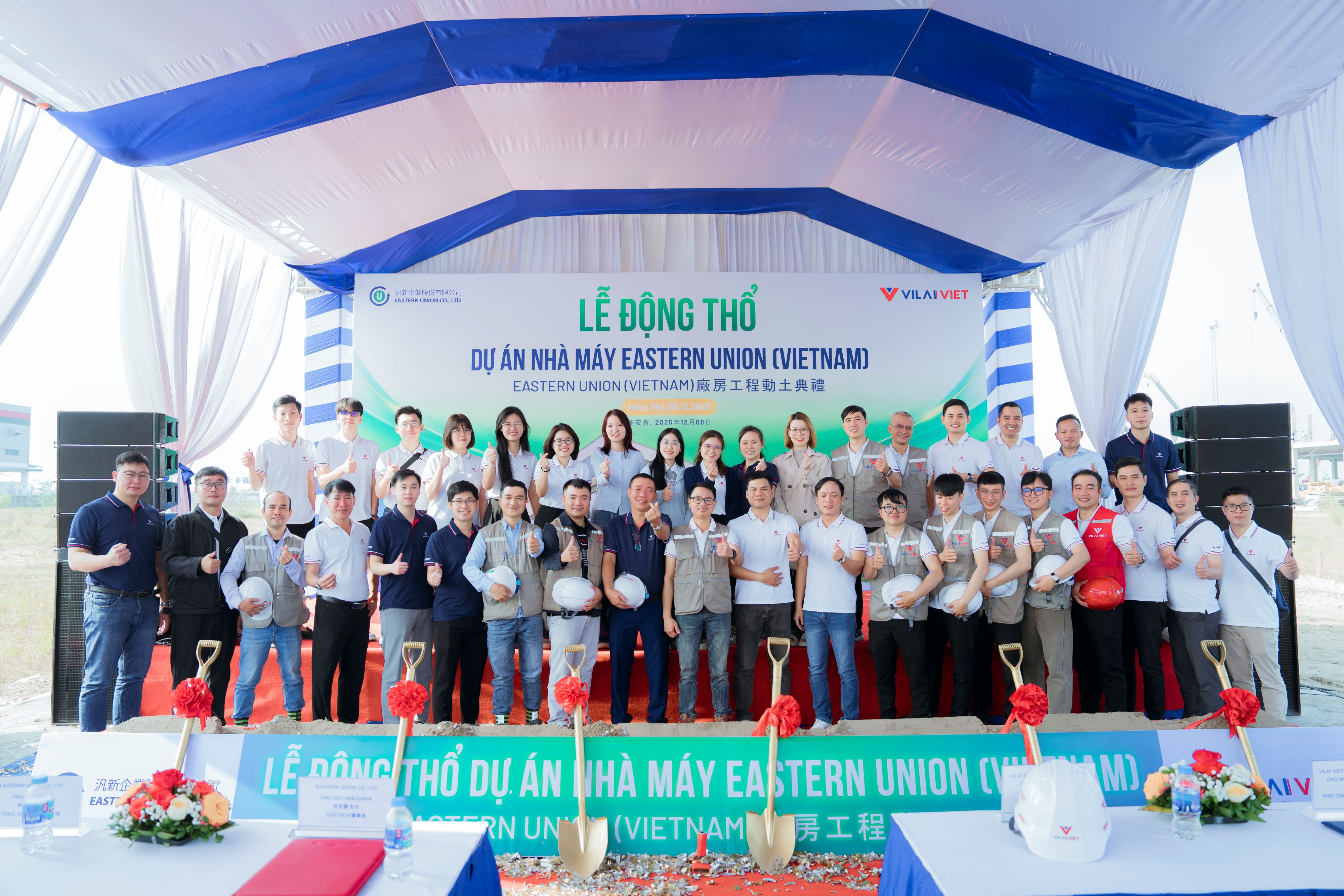 Representatives of Eastern Union, partners, and Vilai Viet participated in the Groundbreaking Ceremony of the factory.